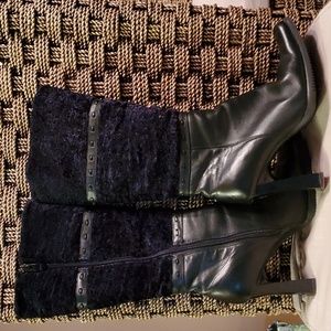 Shearling High Heeled Boots - Italian Sheepskin European Made - Size 36